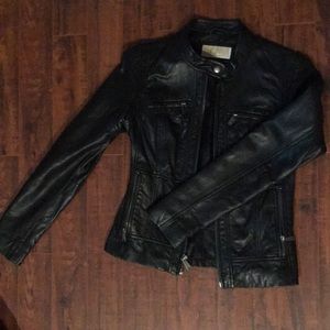 Vintage Collarless Michael Kors Leather Jacket